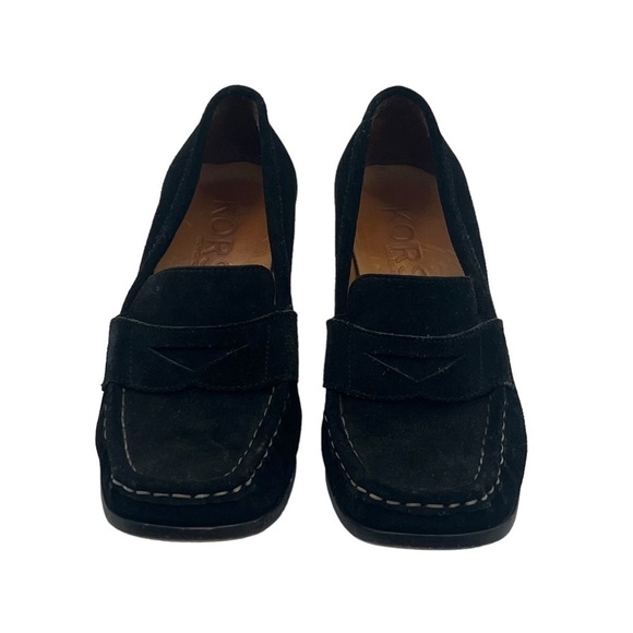 MICHAEL Michael Kors Black Suede Square Toe Wedge Loafers Size 9 Women’s - Picture 3 of 9